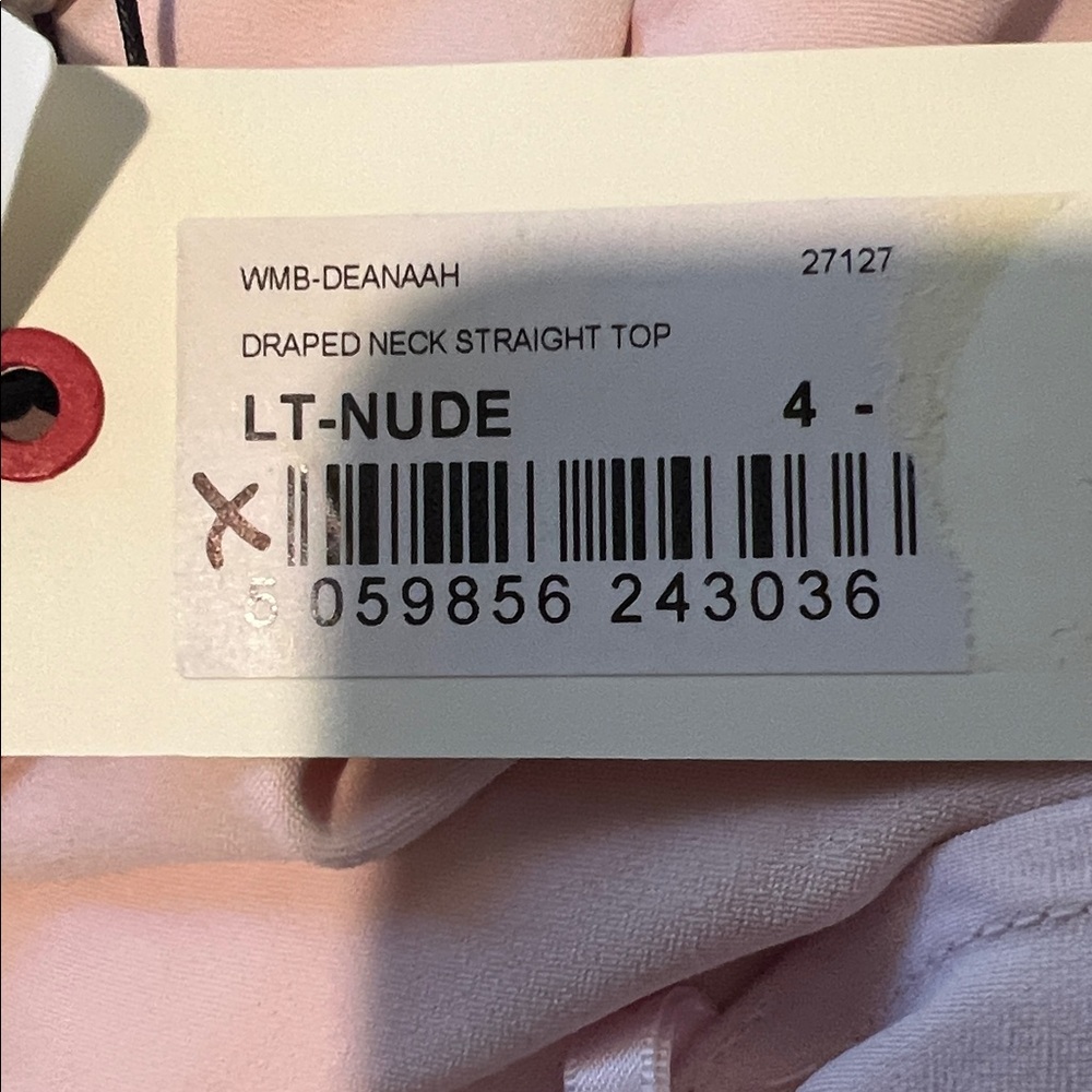 NWT Ted Baker WMB-Deanaah Draped Neck Straight Top in LT- Nude Size 4 - Picture 7 of 7